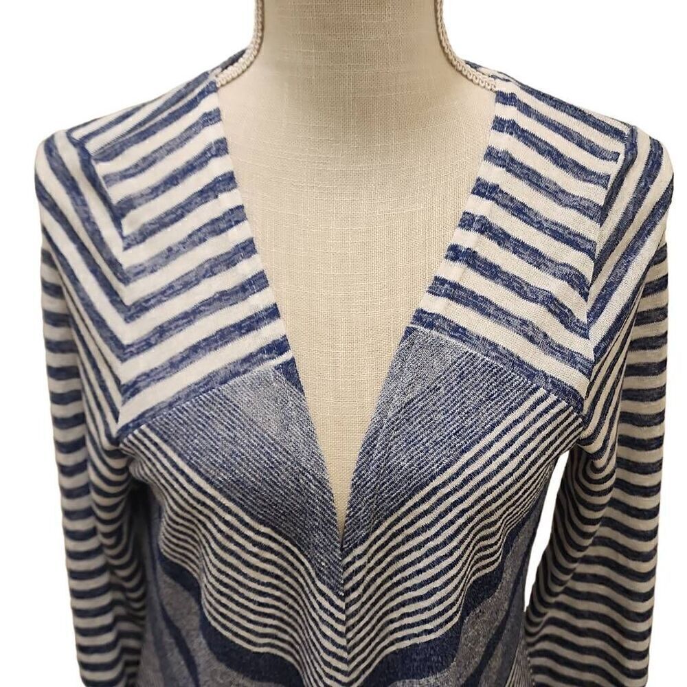 Michael Tyler Flyaway Abstract Cardigan Women's Size Small Slant Pockets Stripes - Picture 3 of 8